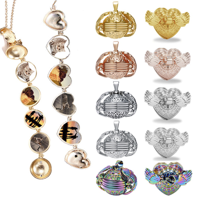Sublimation heart angel wing necklace jewelry locket