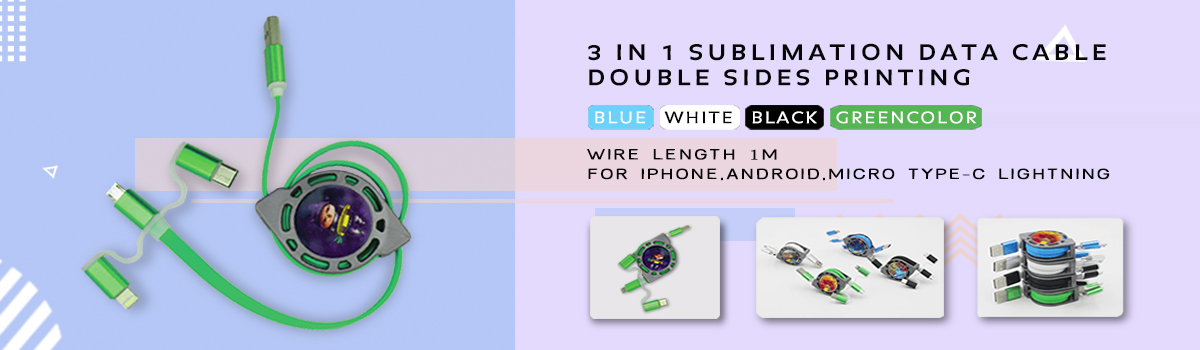 3 in 1 Sublimation Data Cable with printing metal insert