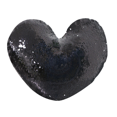 Black Heart Sequin Pillow Cover