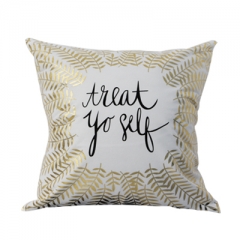 Small Leaf 45*45cm Gold Stamping Cushion Cover
