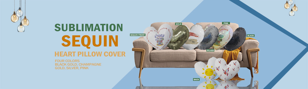 Sublimated Printing Flip Heart Sequin Cushion Case