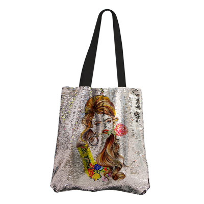 Sequin Handbag Silver/Black