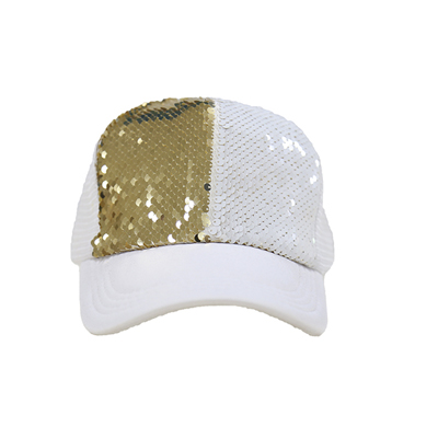 Gold Sequin Mesh Cap
