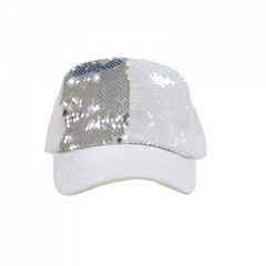 Silver Sequin Mesh Cap
