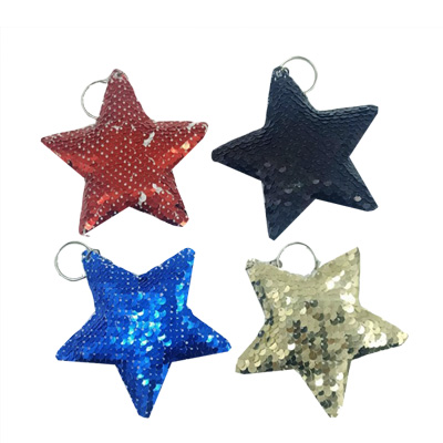 Star Red Sequin Keychain