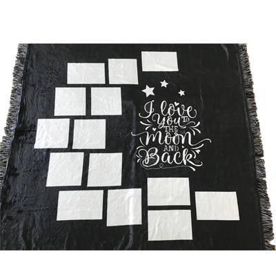 black backside sublimation love moon panel  blanket