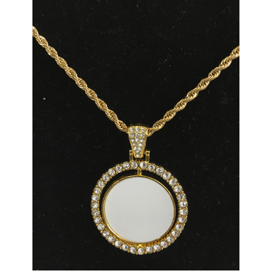 Hip hop rotating circle sublimation necklace pendant jewelry