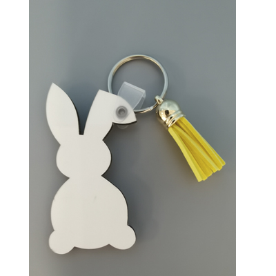 sublimation white mdf wood photo keyrings with tassels