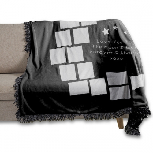 Sublimation black moon heart photo family blankets