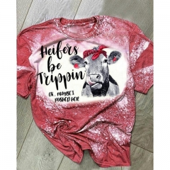 Sublimation  Polyester Faux Bleached T-shirt