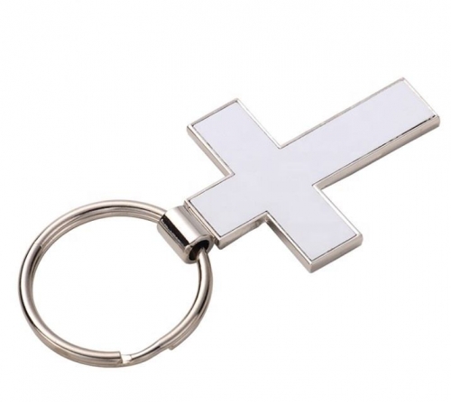 Christian cross metal blank keychain