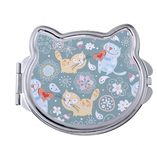 Cat shape Sublimation Blank Makeup Pocket Mirror