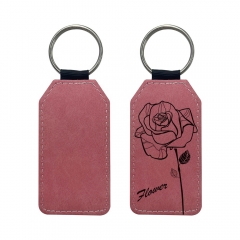 Rectangle Sublimation PU Keyring Leather Keychain