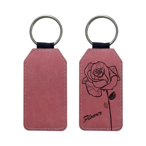 Rectangle Sublimation PU Keyring Leather Keychain