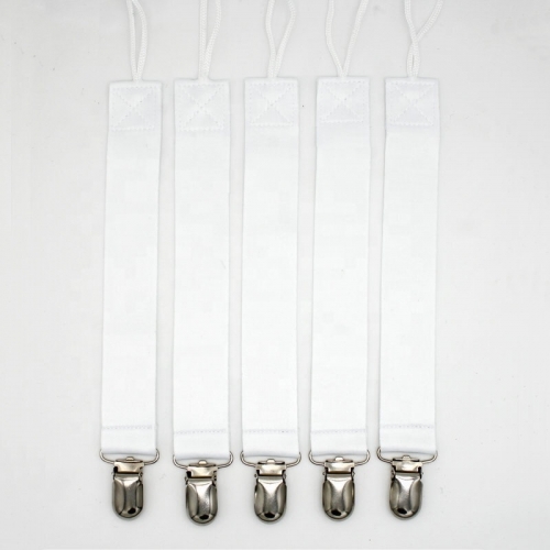 Blank White Polyester Sublimation Baby Pacifier Clip Holder