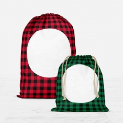 Personalized Linen Plaid Sublimation Bags Santa Sacks