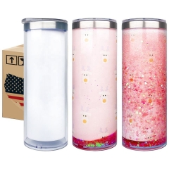20oz Sublimation Snow Globe Bottle Tumbler