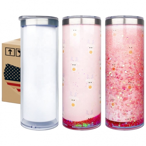 20oz Sublimation Snow Globe Bottle Tumbler
