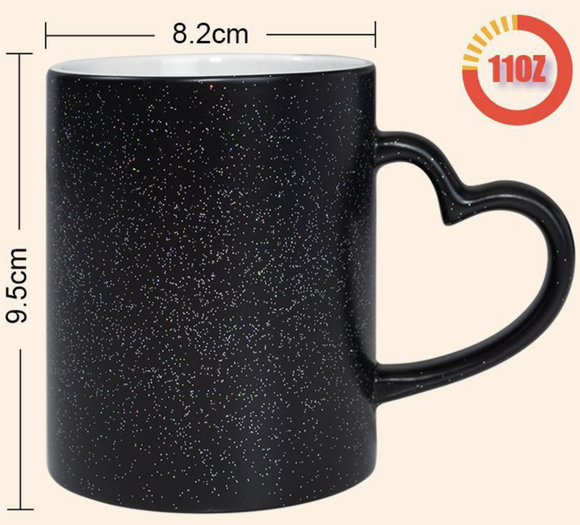 11oz Heart Glitter Color Changing Mug