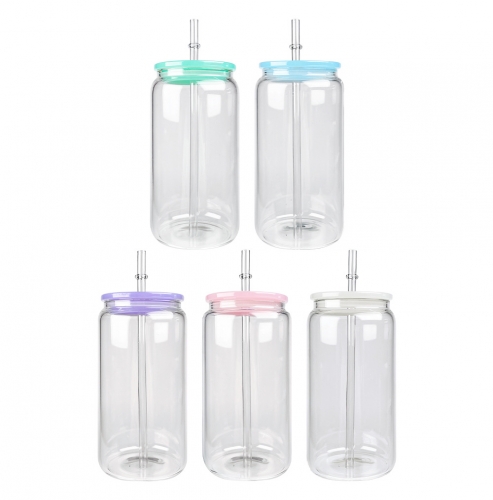 16oz Glossy Sublimation Glass Mugs Mason Jar