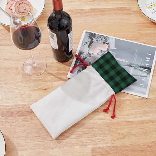 Sublimation Linen Wine Drawstring Bag