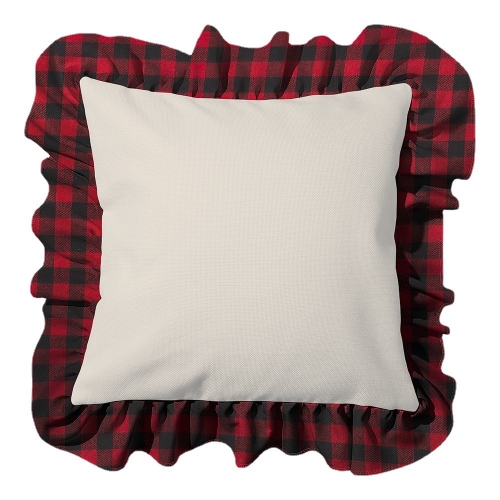 Linen Ruffle Plaid Sublimation Pillow Case