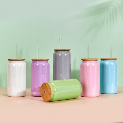 16oz Rainbow Paint Sublimation Glass Cup