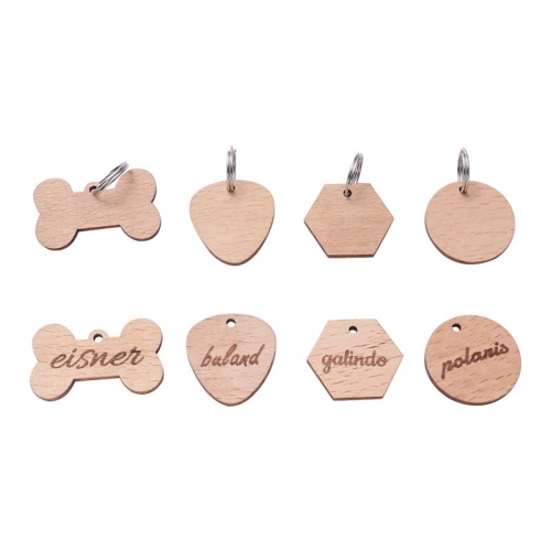 Laser Engraving Wood Dog Tag Keyrings