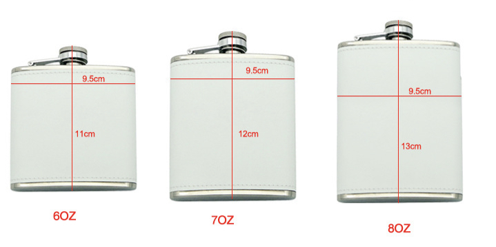 6oz 7oz 8oz Sublimation Leather Wine Flask