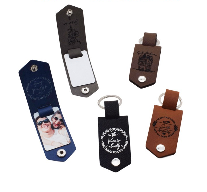 Laser Engraved Leather Keyring