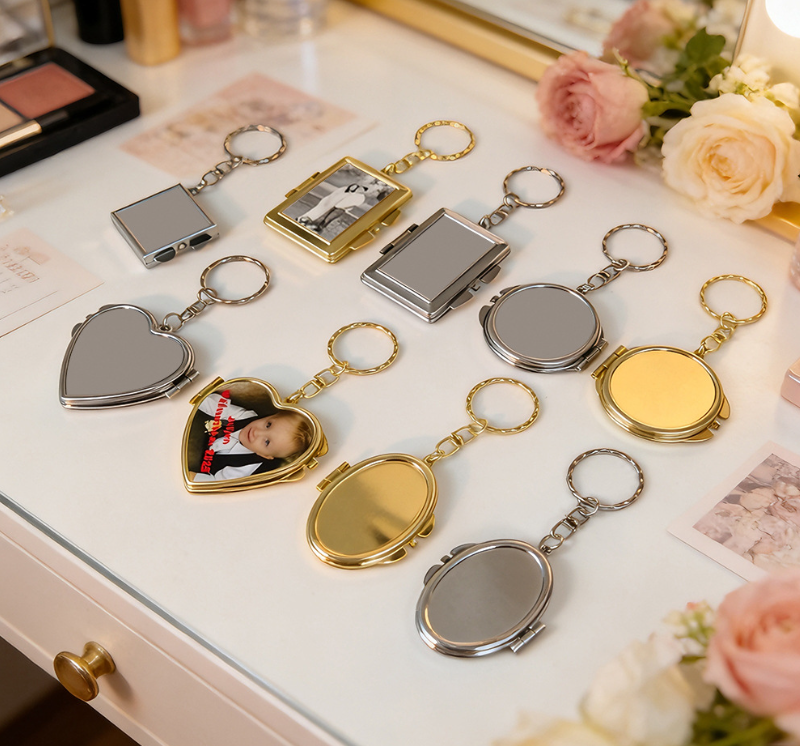 Gold Silver Sublimation Mirror Keychain