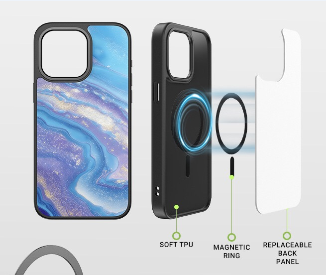 2D Sublimation Magsafe TPU Phone Case with plastic sheet